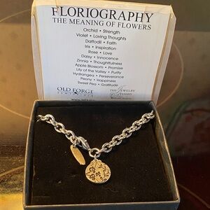 New Pewter Floral Charm Bracelet